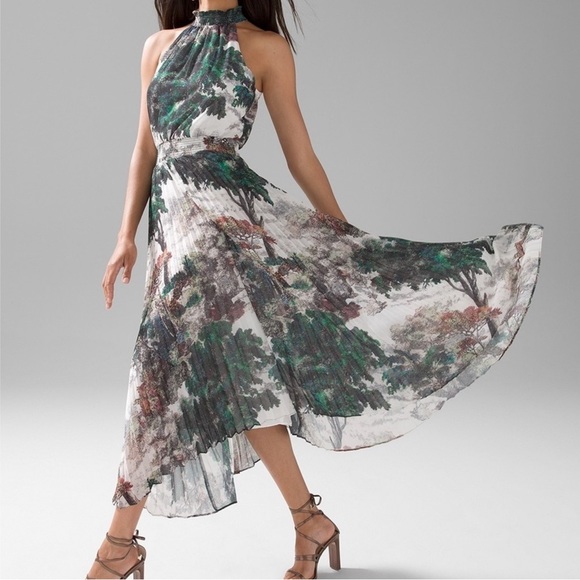 White House Black Market pleated halter dress - Picture 1 of 6